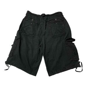 Seven Souls Cargo Shorts Mens 32 Black Relaxed Fit Multi Pocket Skater Y2K Style